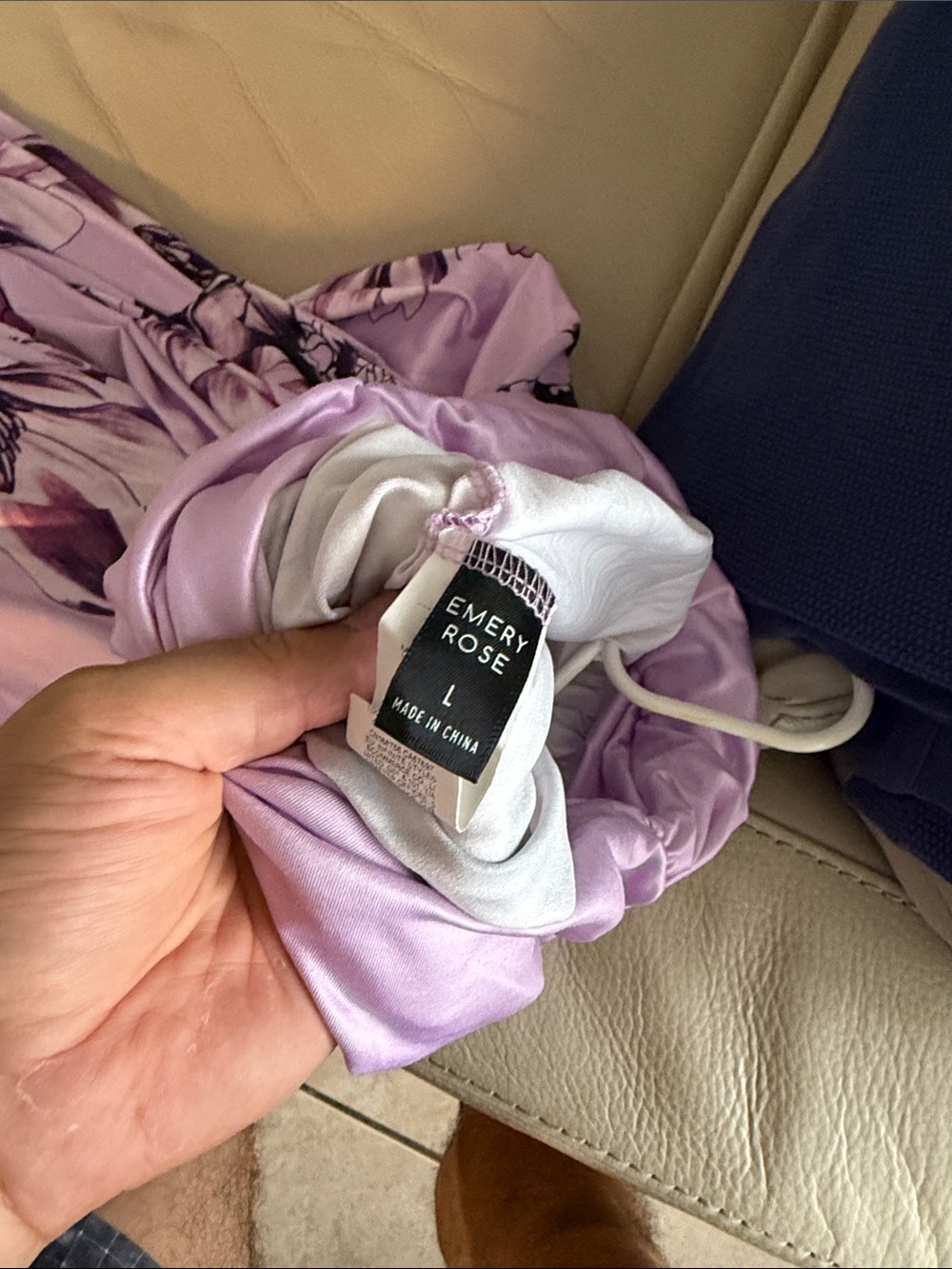 Lilac Floral Satin Lounge Romper - Women’s Sleepwear - Picture 2 of 3